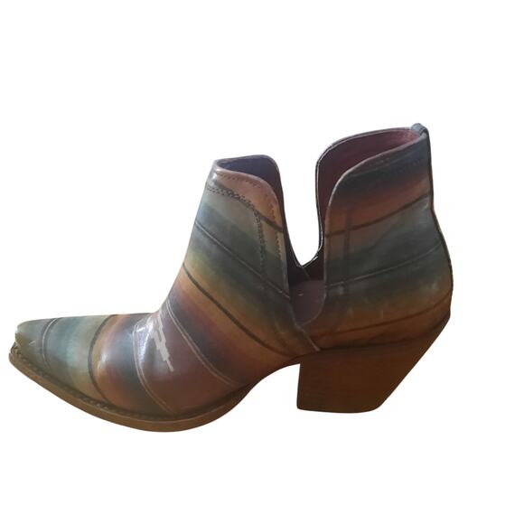 Ariat Womens Dixon Saddle Side Distressed Leather Western Booties Size 9B - Picture 3 of 9